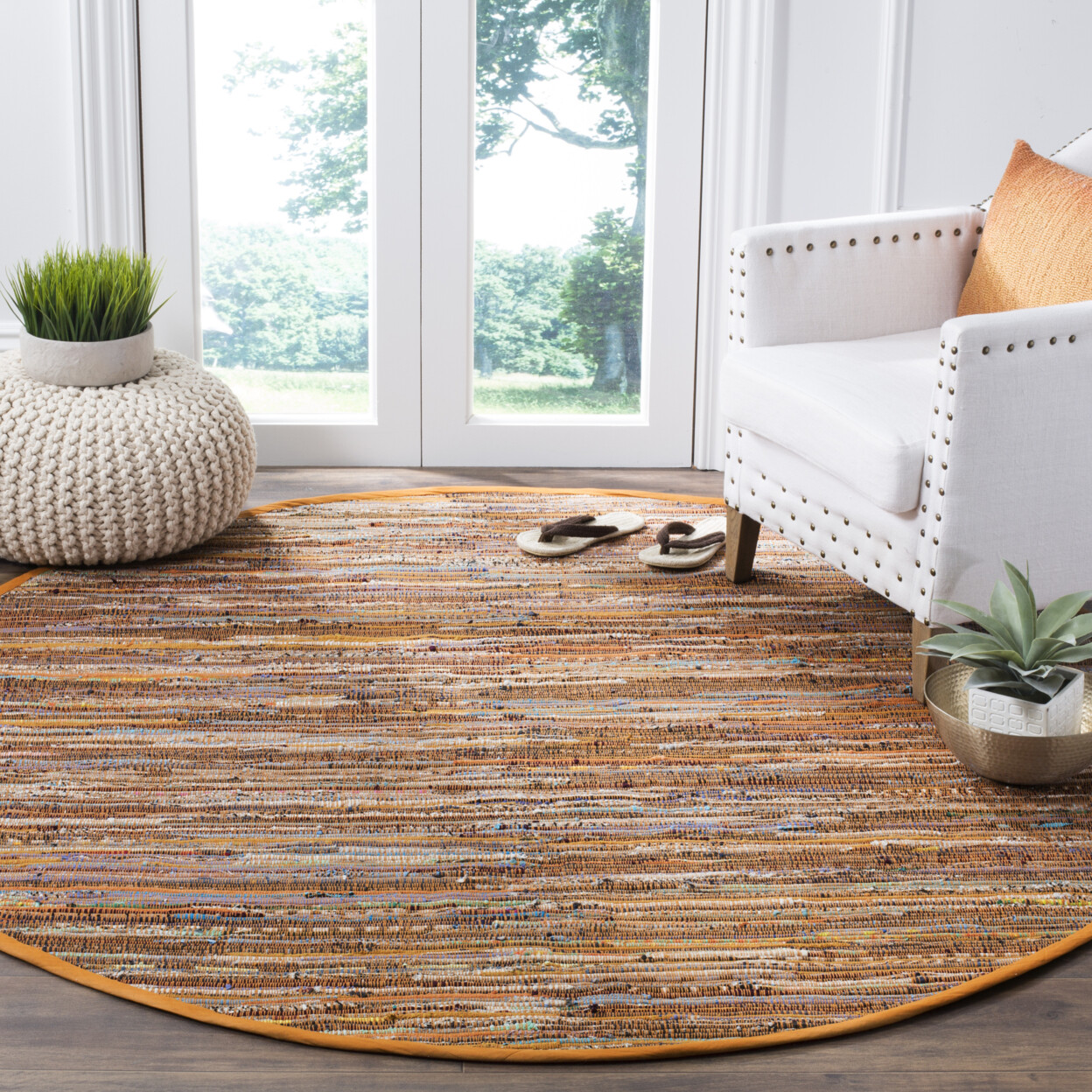 SAFAVIEH Rag Rug RAR127N Handwoven Gold / Multi Rug - Picture 8 of 30