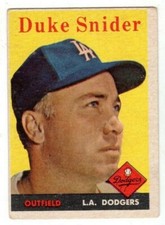 1958 Topps #88 Duke Snider - Los Angeles Dodgers, Excellent Condition