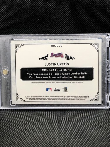 JUSTIN UPTON 2014 Topps Museum Collection 1/1 Momentous Material Relic -Braves - Picture 4 of 4