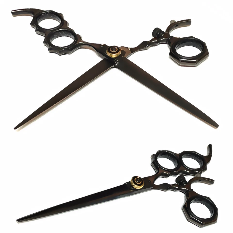 Pro Level Barber Scissors/Shears in Black With Tension Screw & Swivel Thumb Rest - Image 3 of 4