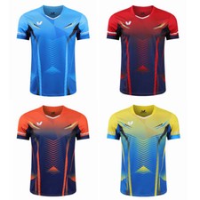 Men Short sleeve Badminton T-Shirts table tennis clothes Polyester Sport Tops UK