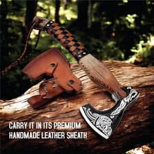 Viking Axe High Corban Steel Blade Hand Forged Custom Handmade Hunting Axe USA
