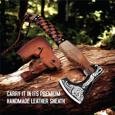 Viking Axe High Corban Steel Blade Hand Forged Custom Handmade Hunting Axe USA