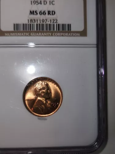 1954D Lincoln Cent NGC MS66 RD Nice and Bright Good Coin...