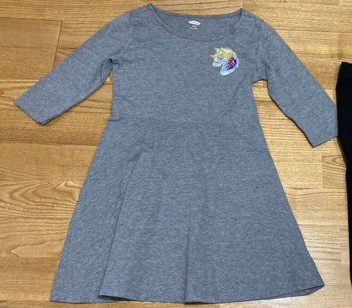 Girl's Gymboree & Old Navy Outfit Sz 5 - Gray Dress w/Sequin Unicorn & Leggings - Picture 2 of 7