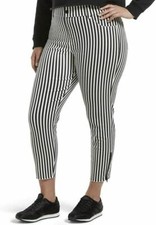 HUE Black White Gray Summer Stripe Ultra Soft Denim Capri Leggings Sz M U20452H