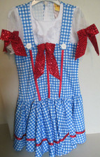 DOROTHY Wizard of Oz Blue Dress Red Seqiuns Ribbon Girl's M Rubie's Costumes