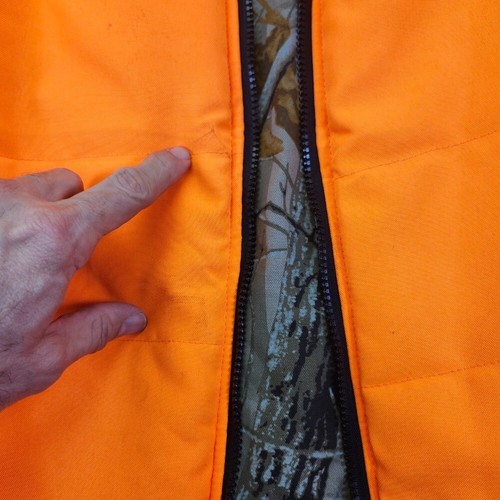 Hunting Vest Reversible Blaze Orange Camo Full Zip real tree Bob Allen XXL - Picture 7 of 9
