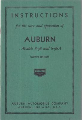 1931 Auburn 8-98 8-98A Owners Manual User Instruction Guide Book 898