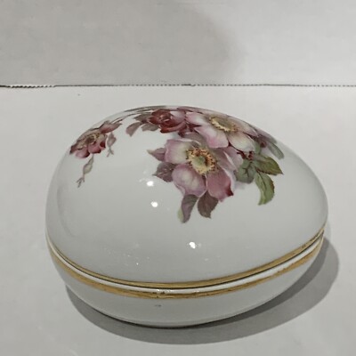 Porcelain Egg-Gerold Porzellan, Tettau Bavaria-Wild Rose-Made in