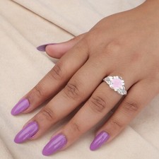 Rose Chalcedony Gemstone 925 Sterling Silver Jewelry Ring For Anniversary Gift