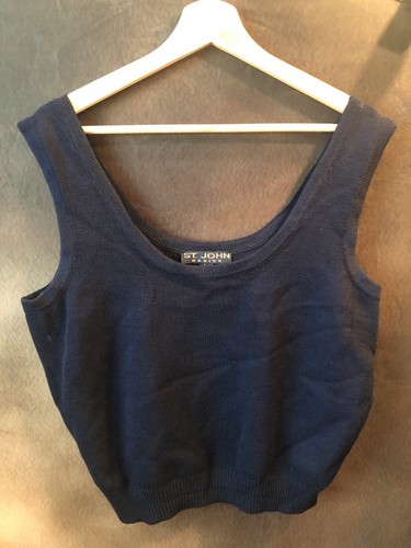 St. John Basics L Navy Blue Sleeveless Knit Tank Top 🧡 - Picture 2 of 9