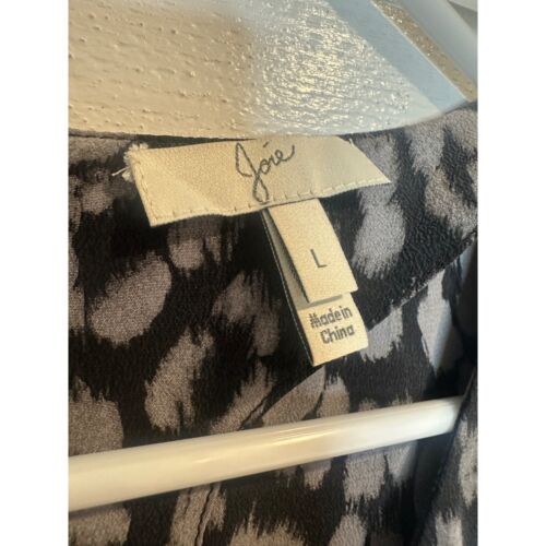 Joie Weaver Black Silk Dress Leopard Print in Caviar Size LG Career Contemporary - 第 4/6 張圖片