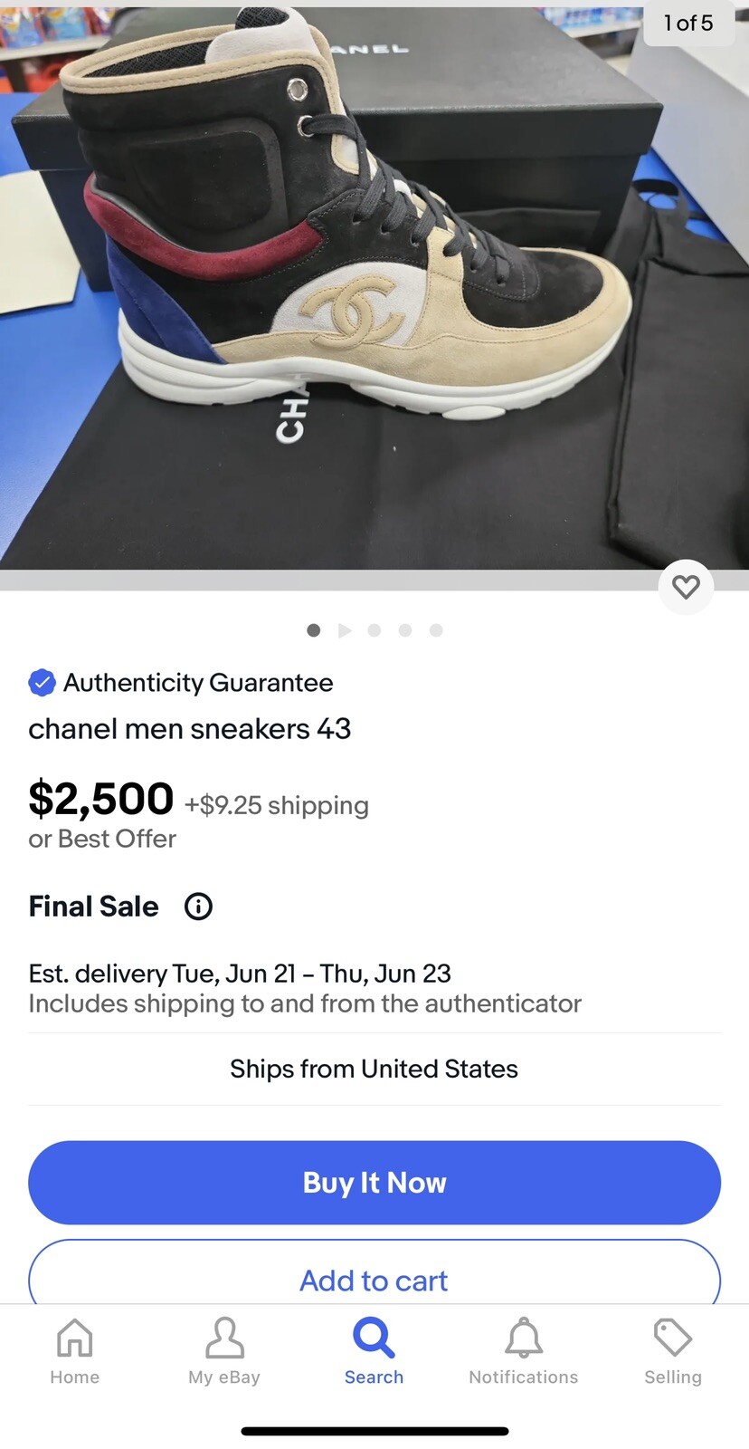 CHANEL HIGH TOP SUEDE CC LOGO SNEAKERS MENS size 43