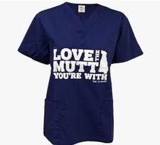 Dog Is Good Scrub Top Navy Unisex V-Neck veterinarian relax fit pockets