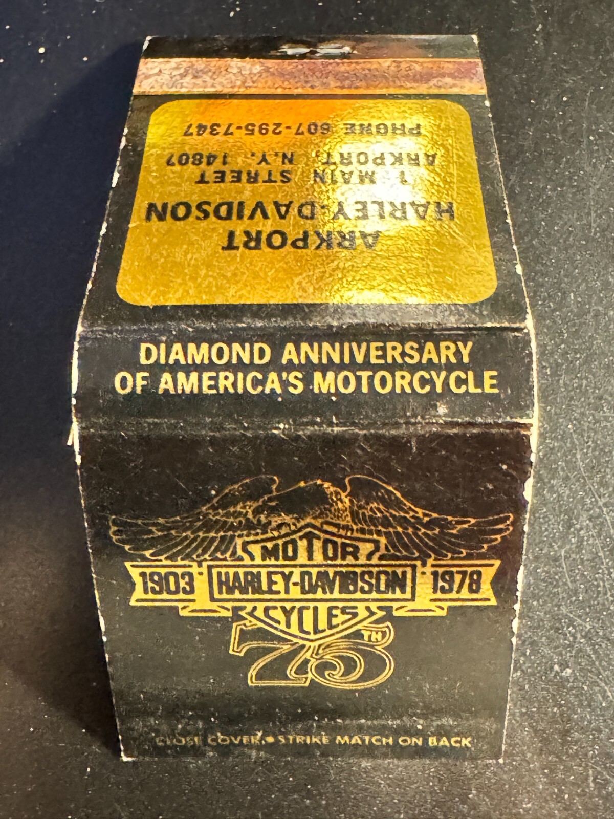 MATCHBOOK ARKPORT HARLEYDAVIDSON MOTOR CYCLES ARKPORT, RI