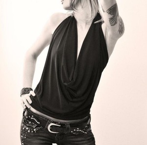 black backless halter top