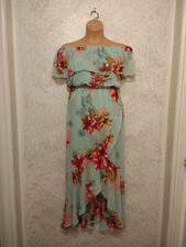 Express Floral Print Off The Shoulder Multicolor Maxi Dress Women's Size Small