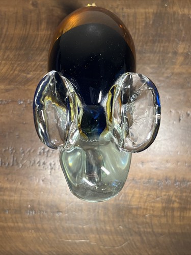 Art Glass Beautiful Elephant Brown Gold Clear Murano Very Heavy - Picture 5 of 6