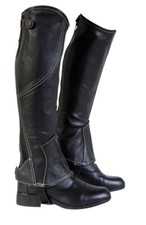 Beinchaps Bilbao aus Leder schwarz Minichaps  Lederchaps  Reitchaps Reitletten