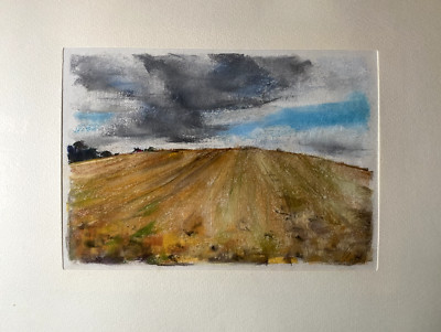 FRANZ EHMKE 1928-2018 GDR PAINTER °BERLIN °FIELD RAPESEED STUBBLE FIELD SKY SUMMER
