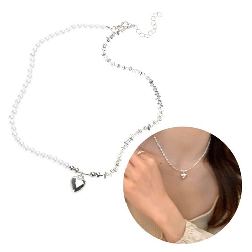 Delicate Silver Heart Pendant Necklace Heart Pendant Choker Alloy Material - Picture 2 of 8