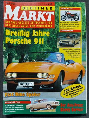 Oldtimer Markt 6 von 1993 - Porsche 911 Fiat Dino Spider Borgward P100 Corvair 
