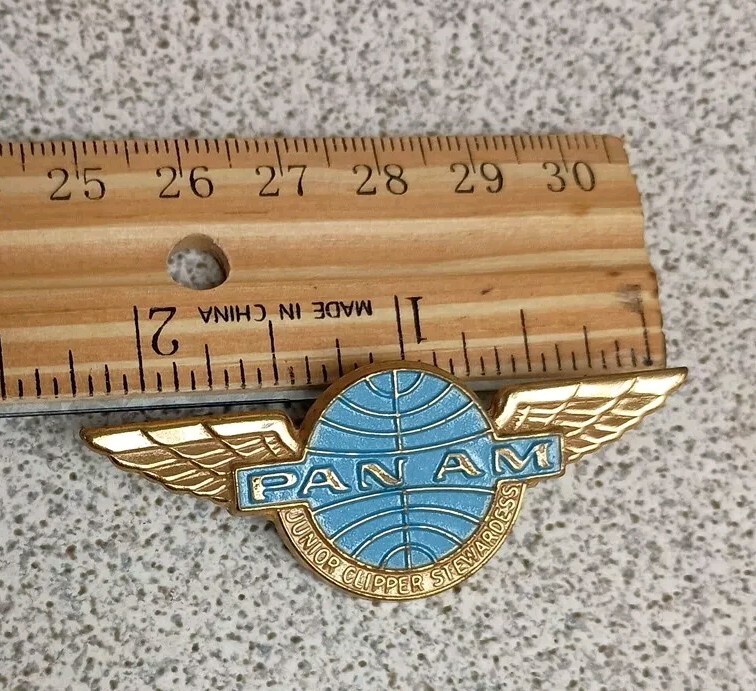 PAN AM Junior Clipper Stewardess Metal Wings Badge Pin Pan