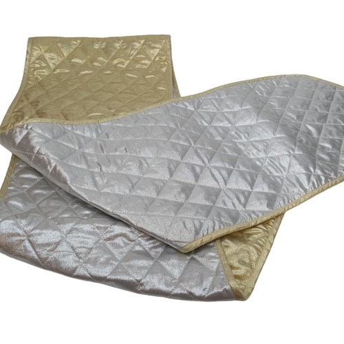 Christmas Reversable Table Runner Quilted Silver & Gold 87" - Picture 2 of 5