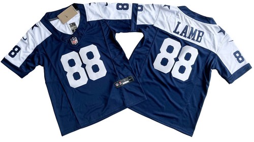 YOUTH CeeDee Lamb #88 Cowboys FUSE Navy Alt Sewn Stitched Jersey.