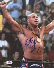 Kurt Angle Signed WWE 8x10 Photo Inscribed HOF 17 PSA COA A2