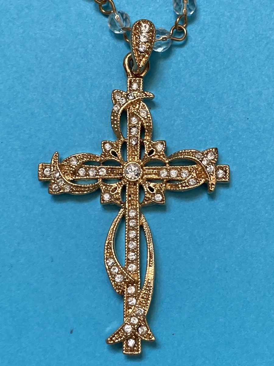 Affinity Diamonds Double Row 0.15cttw Cross Necklace, 14K - QVC.com