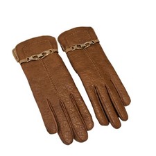 Vintage Brown Aris Snuggler Sherpa Lined Driving Gloves Women's Size Large Gold