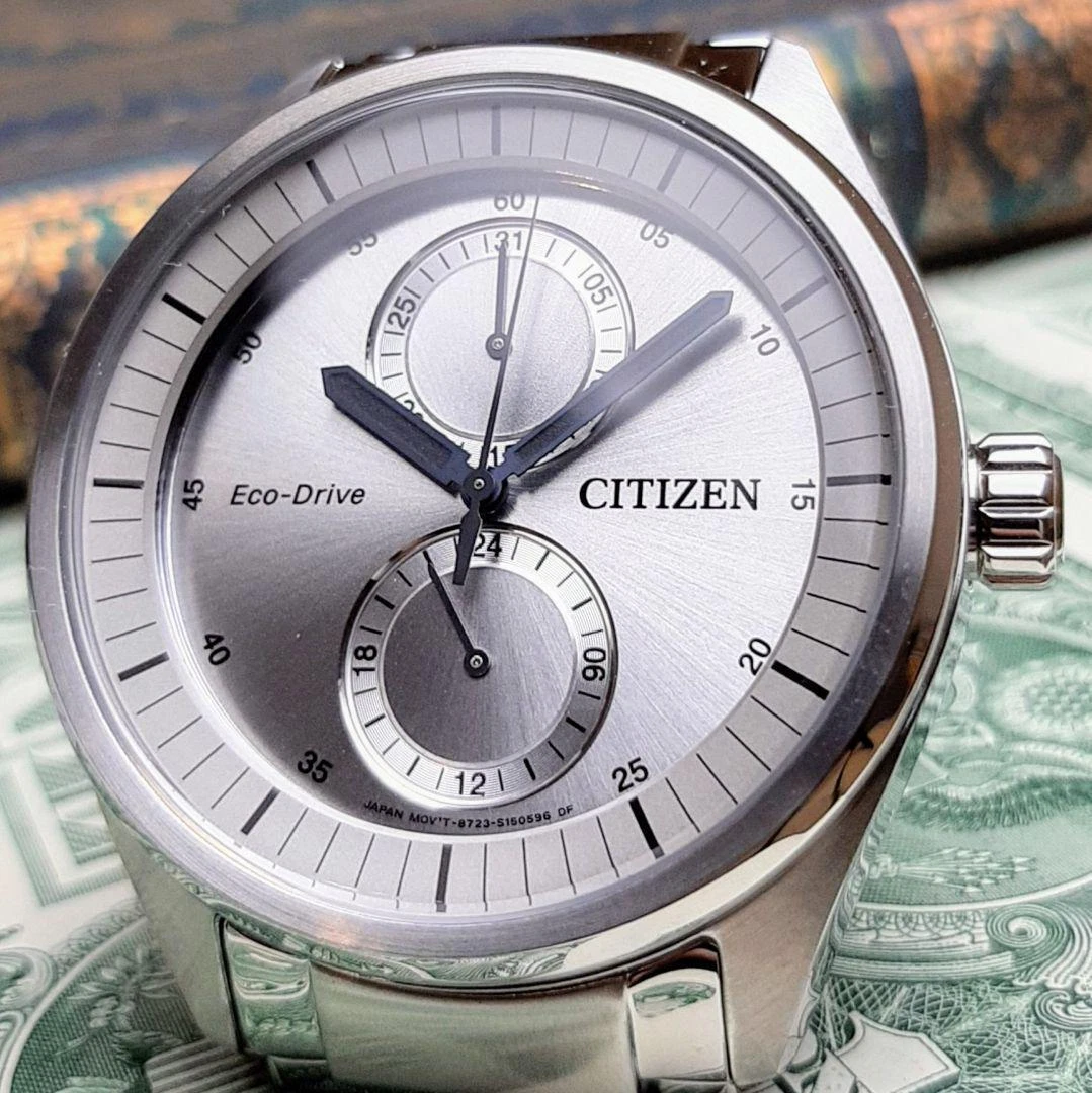 Citizen Eco Drive Date Stainless Steel Silver Round Quartz Mens