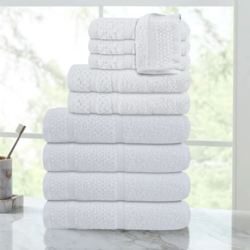 10 Piece Towel Set with Upgraded Softness & Durability, White - Picture 3 of 12