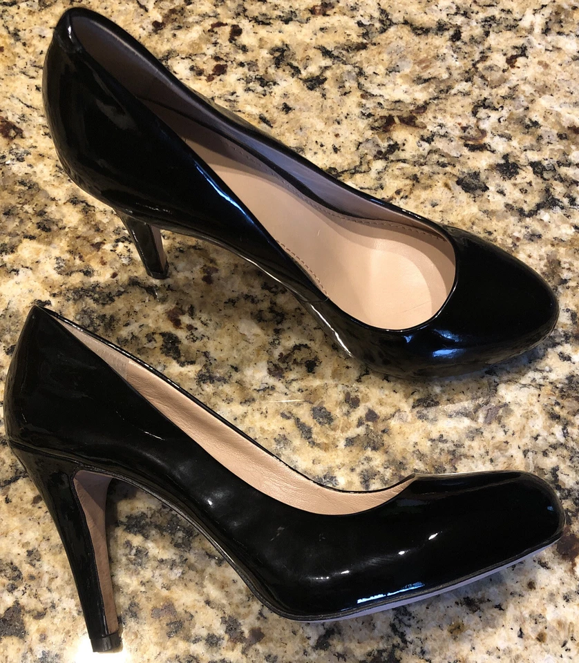 Saks 5th Avenue Selena Black Patent Leather Platform Pumps Size 6.5 Retail $200 - Image 2 of 4