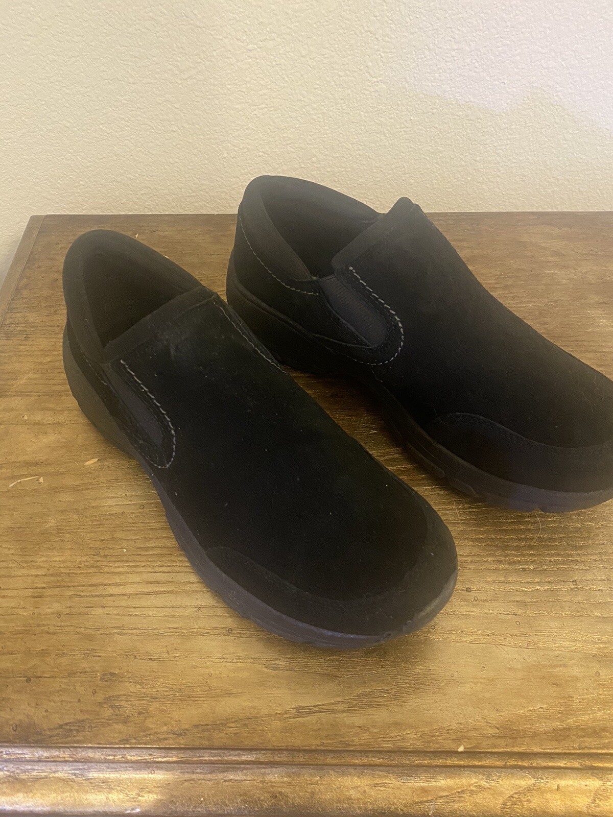 Lands' End Women's All Weather Suede Black Slip On Moc Shoes Size 8M eBay