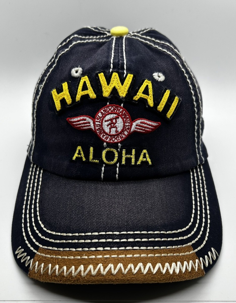Hawaii Aloha Cap Hat Adult Adjustable Black Vintage Looking Cotton