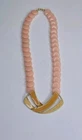 Vintage Jewelry Beautiful Trifari Pink Lucite & Enamel Necklace 17 Inches