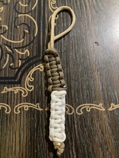 Tan, White, and Brown 4  Paracord Survival Keychain