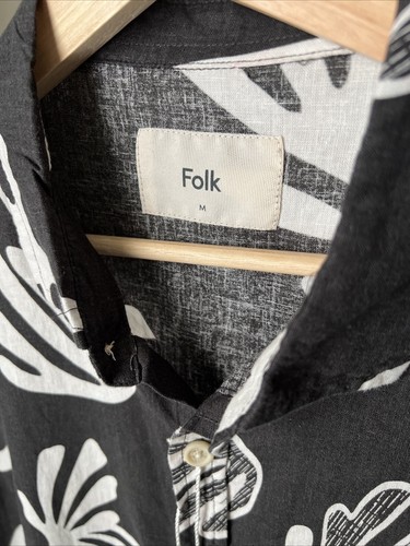 Folk Men’s Linen Blend Black Henno Shirt Size M NWT - Imagen 4 de 6