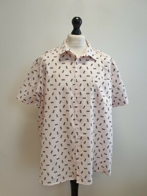 A981 HERRENHEMD PRIMARK PINK PINEAPPLES S/ÄRMEL REGULAR FIT BAUMWOLLE UK 3XL EU 62