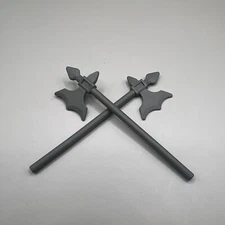 Vintage Lego Ninja Gray Halberd Battle Axe Castle Kingdoms Weapon Lot Of 2
