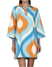 Olivia James The Label Taylor Dress Ikat Print XS Women's Portofino Vacay Preppy