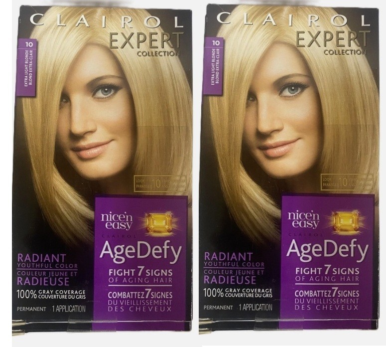 2 of Clairol Expert Nice&rsquo;n Easy #10 Extraa Light Blonde Age Defy Hair Dye *Read