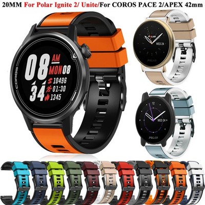 20mm Silicone Band For COROS PACE 2 APEX 42mm Strap Watchband Polar 2 Bracelet
