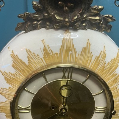 Victorian Brass 8 Day Jeweled Wall Clock w/ Chain Germany No Key