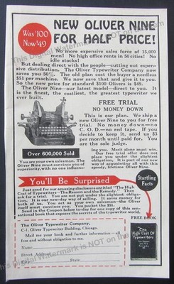 1916 Print Ad New Oliver Nine Typewriter for $49 Oliver Typewriter Co Chicago IL