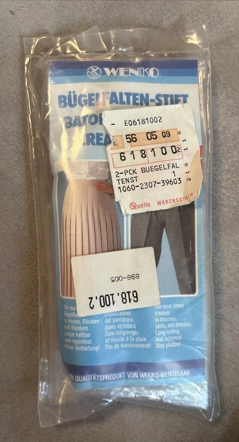 Vintage Bügelfalten-Stift – Wenko – original verpackt (Quelle)