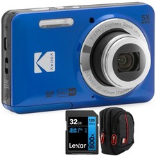 Kodak PIXPRO FZ55 Digital Camera Blue Lexar 32GB Memory Card Bag Camera Case